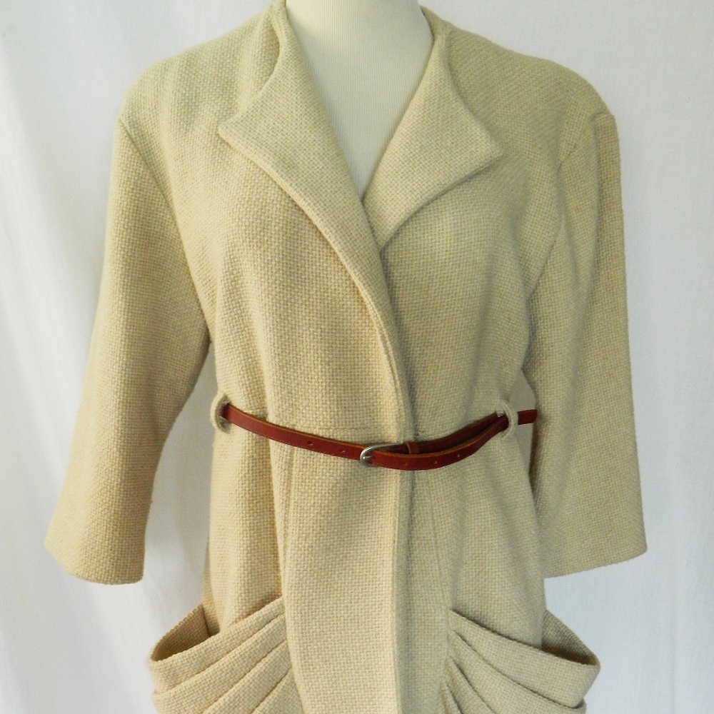 Loeffler Randall Draped Pocket Belted Camel Coat 6